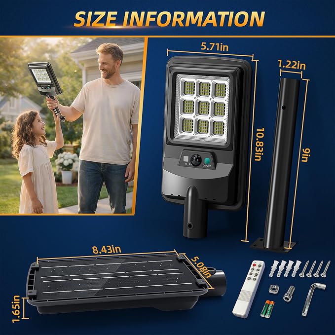 Solar Street Light Outdoor, 11-Inch Solar Powered Street Light - Image 6