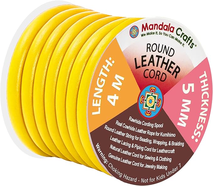 Mandala Crafts Round Genuine Yellow Leather Cord by MandalaCrafts
