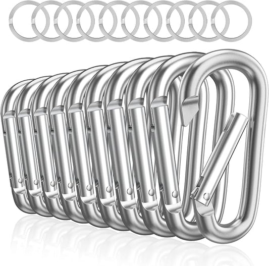sprookber 3" Aluminum Carabiner D Ring, Caribeener Clips, Spring Snap Hook by Sprookber
