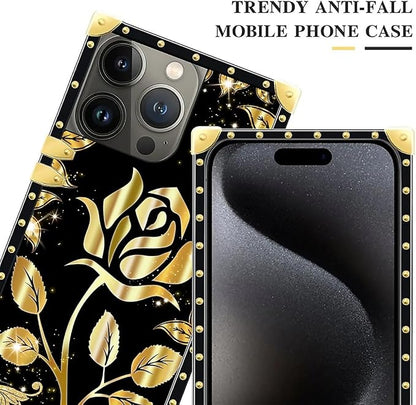 Compatible with iPhone 16 Pro Case, Shine Gold Rose Luxury Golden Decoration - Image 4