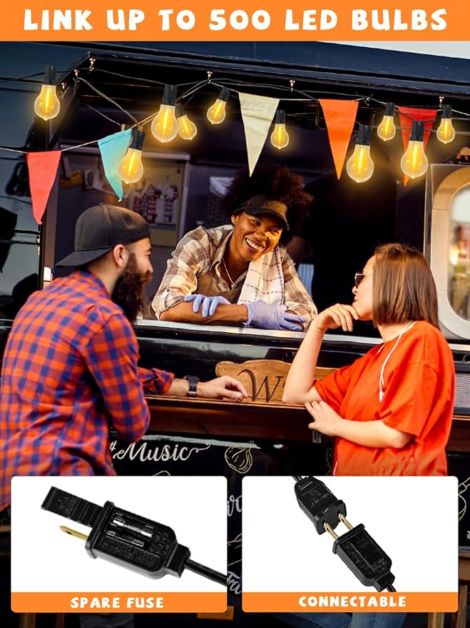 200FT Outdoor Lights with 106 Shatterproof Bulbs, IP45 Waterproof Outside - Image 6