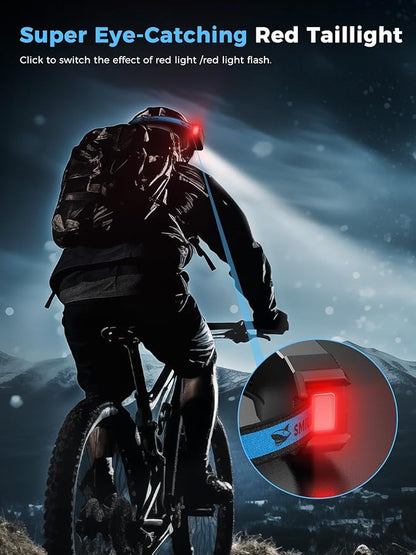 Smiling Shark Headlamp, Head Lamp Led Rechargeable 6 Modes 7*White Lights 270° - Image 4