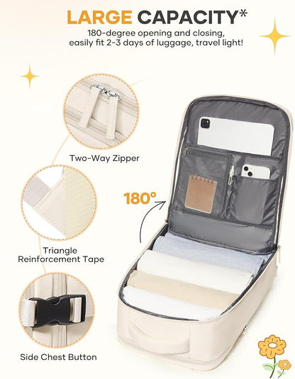 coofay Beige Travel Backpack For Women Men Airline Approved Personal Item Carry - Image 5