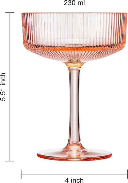 Khen Shatterproof Acrylic Ribbed Vintage Art Deco Martini, Champagne & Cocktail - Image 4