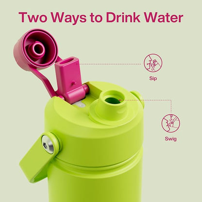 Kids Insulated Water Bottle - 12oz Stainless Steel Water Bottle with Dual Spouts - Image 4