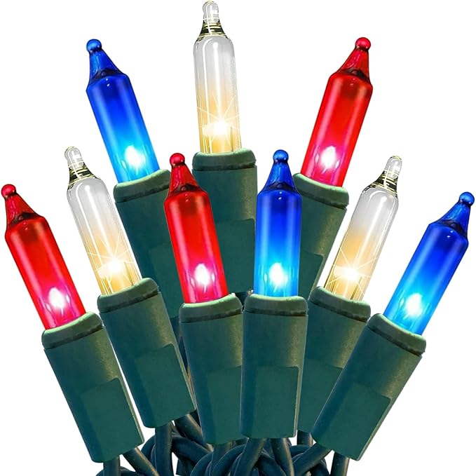 HISHINY Red White Blue 4th of July Patriotic Decorations Lights 100 Count Mini by HISHINY