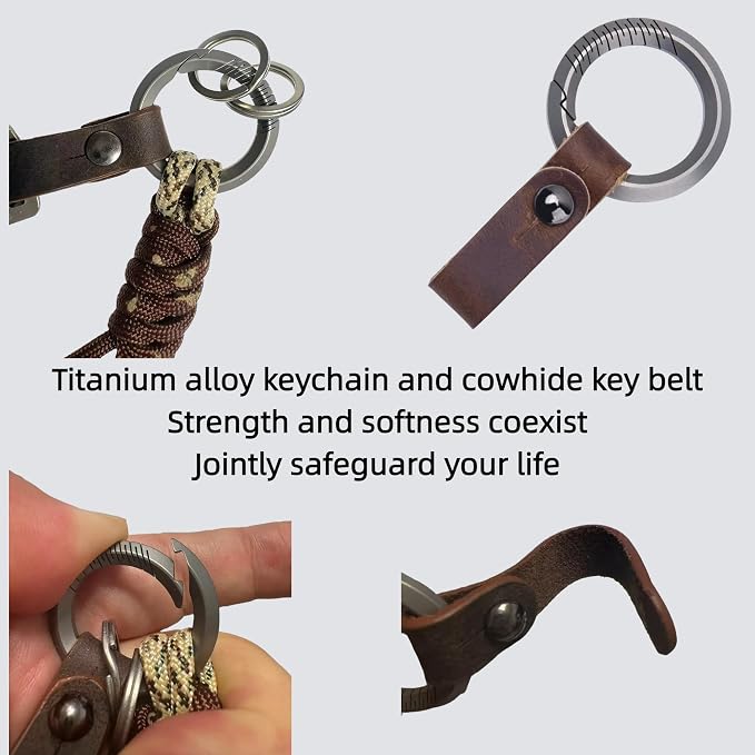 Titanium Alloy Keychain Clip & Leather Loop - Image 6
