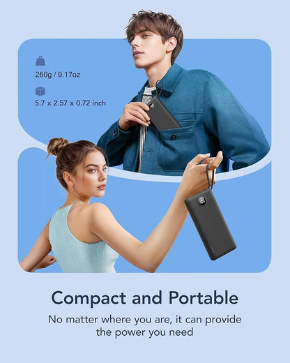 VRURC Portable Charger with Built in Cables, Slim Power Bank 10000mAh, USB C - Image 2