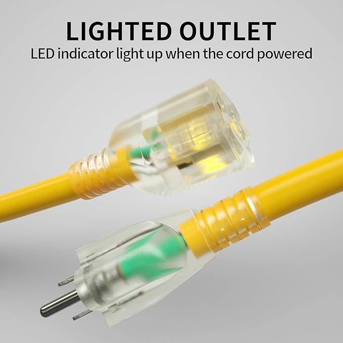 POWGRN 6 Ft 10AWG Outdoor Extension Cord Waterproof Heavy Duty 10 Gauge 3 Prong - Image 2