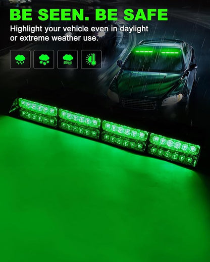 HLauto 6Z4J Emergency Dash Strobe Lights: 2x16.8 inch Green Safety Lights - Image 3