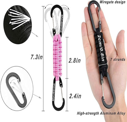 BRAVESHINE Paracord Keychain Carabiner Clip, D Ring Lanyard Hanger Stroller Hook - Image 7