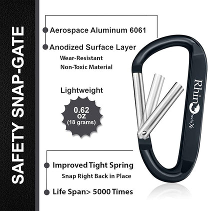 Rhino Produxs 8PCS of Lightweight Duty Snap Carabiner Clips, D Ring Shape - Image 3