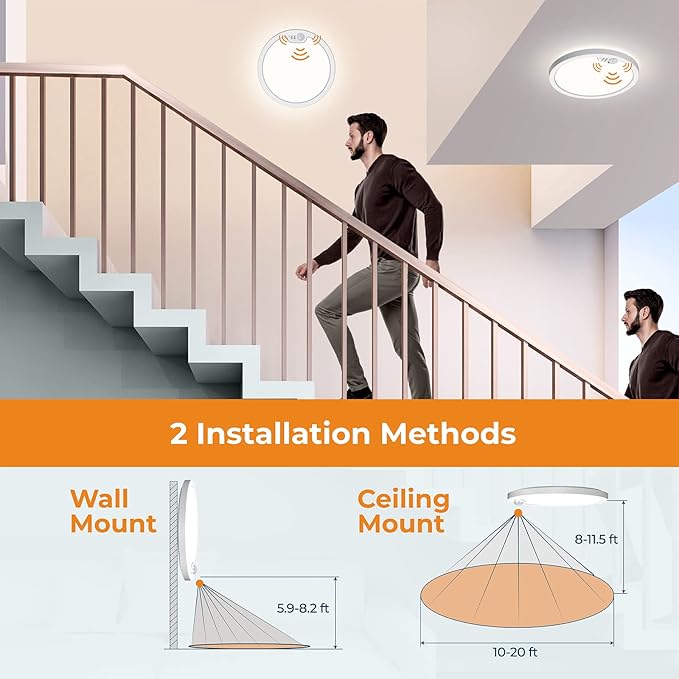 BLNAN Motion Sensor Ceiling Light Wired, 8.7 Inch 3000K 4000K 5000K Selectable - Image 6