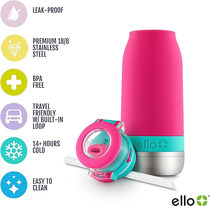 Ello Emma 14oz Vacuum Insulated Stainless Steel Kids Water Bottle - Image 3