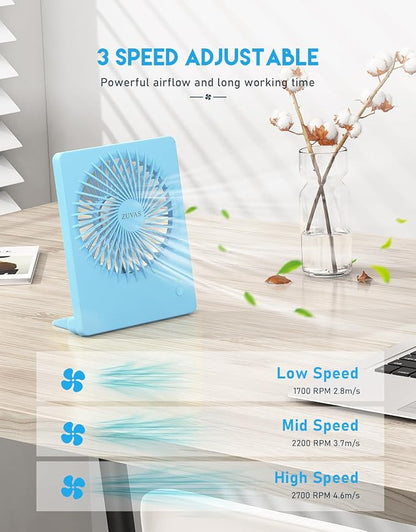 Zuvas Desk Fan Battery Operated Fan Rechargeable 180°Tilt Folding Personal Fan - Image 3