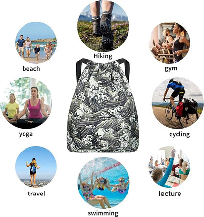 Waterproof Drawstring Bag, Gym Bag Sackpack Sports Beach Backpack - Image 3