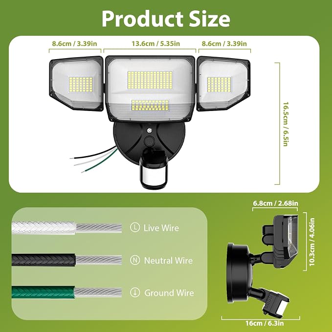 Abovizo 150W 16500LM LED Flood Lights Outdoor Motion Sensor, 6500K Security - Image 7