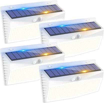 4 Pack 368 LED Solar Lights Outdoor Motion Sensor, Solar Fence Light by Peasur