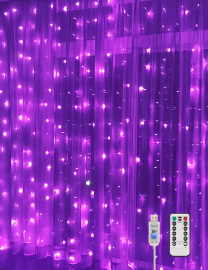 suddus Purple Curtain Lights for Halloween, 200 LED Hanging String Lights - Image 7