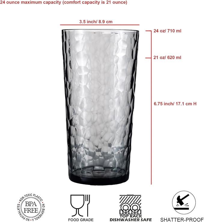 24-ounce Plastic Tumblers, Acrylic Drinking Glasses High-Balls, Reusable - Image 2
