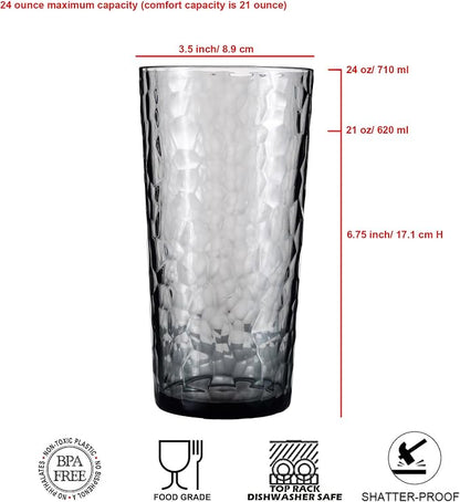 24-ounce Plastic Tumblers, Acrylic Drinking Glasses High-Balls, Reusable - Image 2
