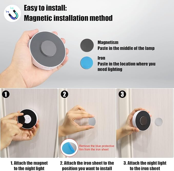 Motion Sensor Light Indoor, Electight Night Light USB Rechargeable, 3 Light - Image 4