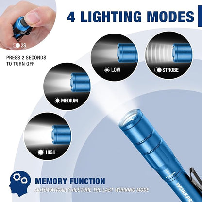 WORKPRO Rechargeable Pen Light, Mini Flashlight, 2 Pack Ultra-Compact EDC - Image 4