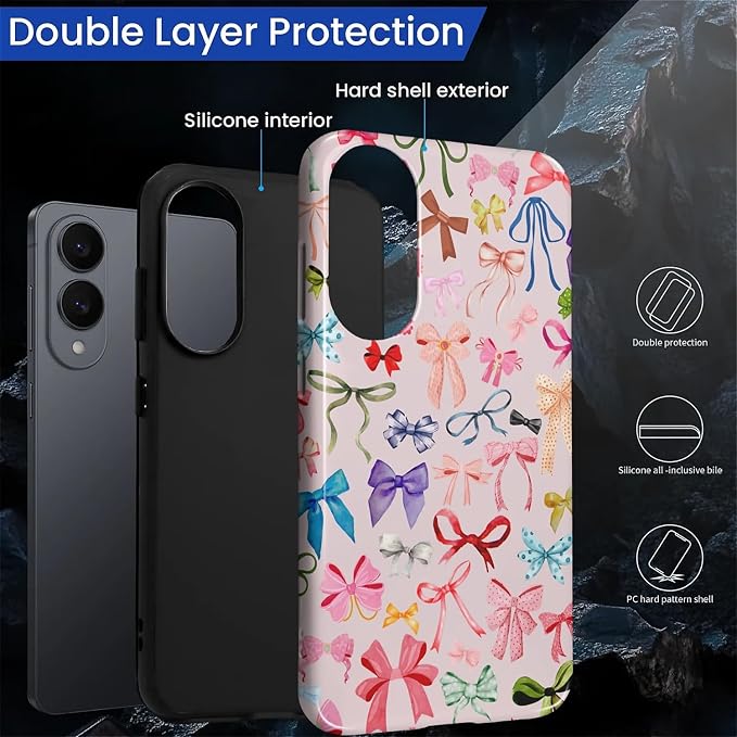 for Samsung Galaxy S25 Edge Case, HL2 Aesthetic Color Bow Tie Hybrid 2 Layer - Image 2