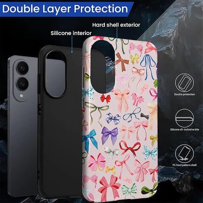 for Samsung Galaxy S25 Edge Case, HL2 Aesthetic Color Bow Tie Hybrid 2 Layer - Image 2