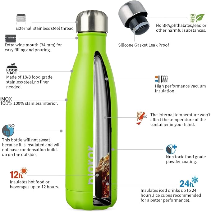 BJPKPK Insulated Water Bottles -17oz/500ml -Stainless Steel Water bottles - Image 3