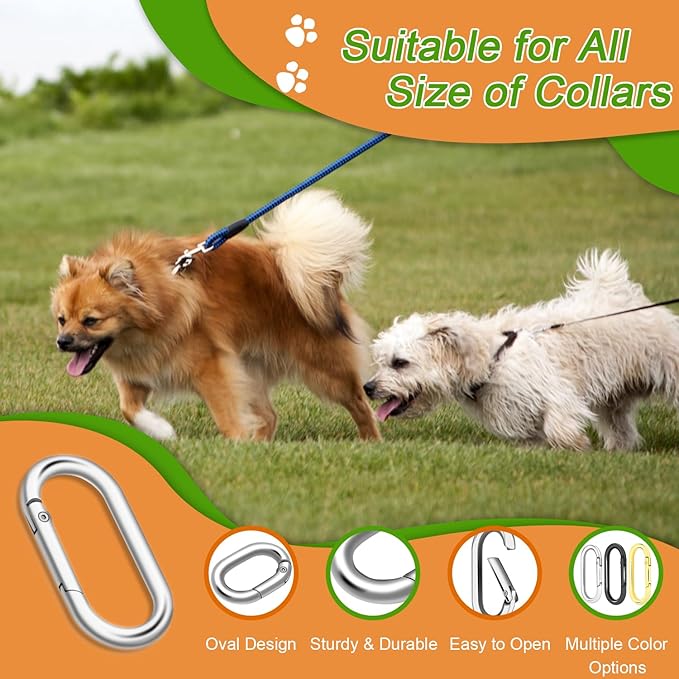 10Pack Large Oval Carabiner, Metal Spring Keyring Clips - Image 3