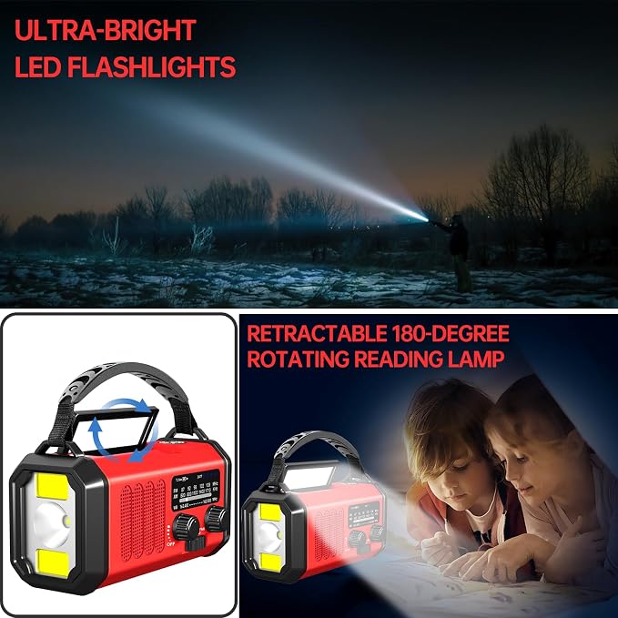 Emergency Radio Hand Crank Solar, AM/FM/NOAA Weather Radio Built-in 20000mah - Image 5