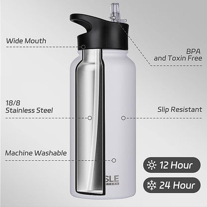 HASLE OUTFITTERS 32 oz Insulated Water Bottle Stainless Steel Double Walled - Image 2