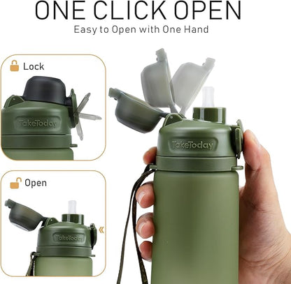 TakeToday Collapsible Water Bottles 21oz, Foldable Platinum Silicone Travel - Image 5