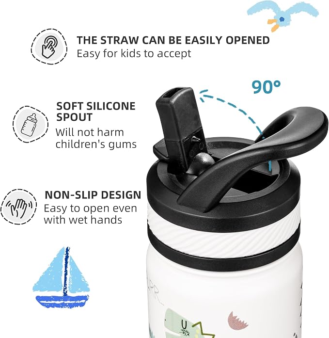 Fanhaw 14 Oz Kids Insulated Water Bottle - Image 3