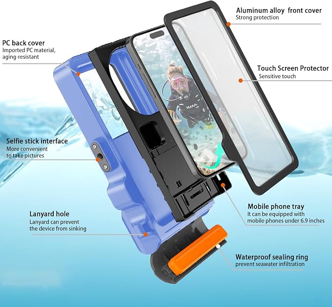 Underwater Phone Case for Snorkeling & Diving, IP68 Waterproof Case for Swimming - Image 4