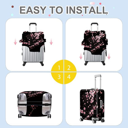 ANNA QUEEN Cherry Blossom Luggage Cover, Elegant Pink Sakura Design Suitcase - Image 6