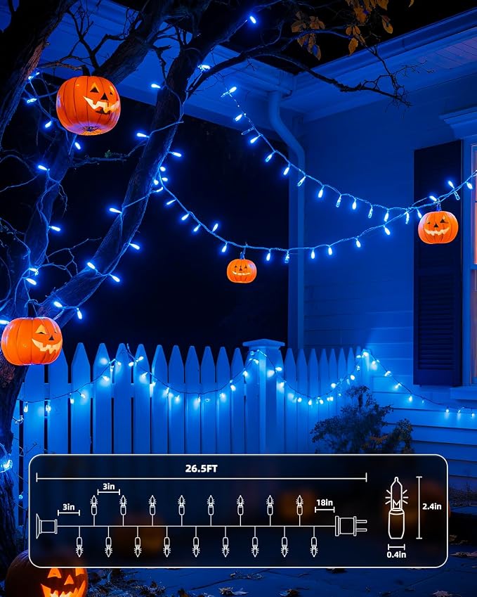 Brightown Blue Christmas Mini String Lights, 100-Count 26.5ft Incandescent Bulb - Image 2