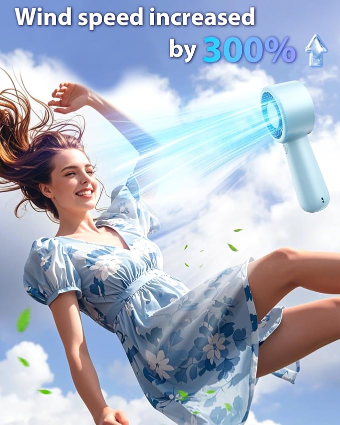 Portable Handheld Fan Personal Small Turbo Hand Fan Powerful, USB Rechargeable - Image 2