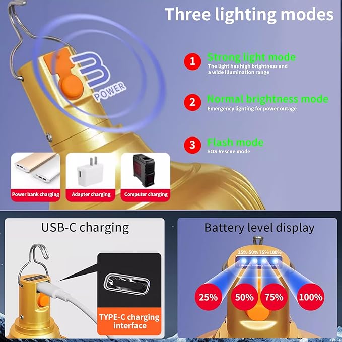 2 Pack Rechargeable LED Camping Lantern, 4000mAh IPX4 Waterproof Tent Light - Image 6