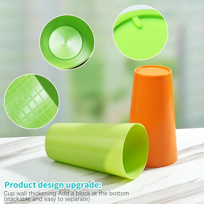 Plastic Cups Large Tumblers 35-ounce Reusable Drinking Glasses set of - Image 5