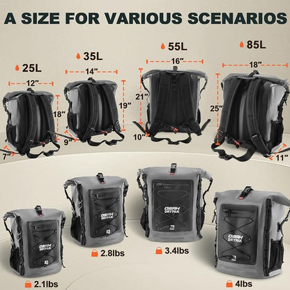OSAH DRYPAK Waterproof Backpack Dry Bag 25L/35L/55L/85L – Heavy Duty Roll-Top - Image 2