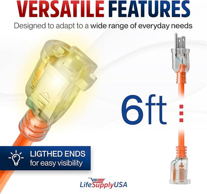 6ft Outdoor/Indoor Extension Cord 10/3 Gauge Ultra Heavy Duty 3 Prong SJTW - Image 6