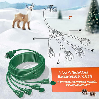 Eversimpleinc 1 to 4 Splitter Extension Cord, 3 Prong Plug - Image 2