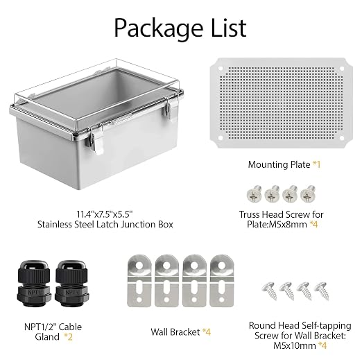 LeMotech Electrical Box, IP67 Waterproof Hinged Clear Cover Stainless Steel - Image 9