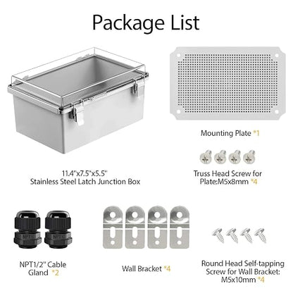 LeMotech Electrical Box, IP67 Waterproof Hinged Clear Cover Stainless Steel - Image 9