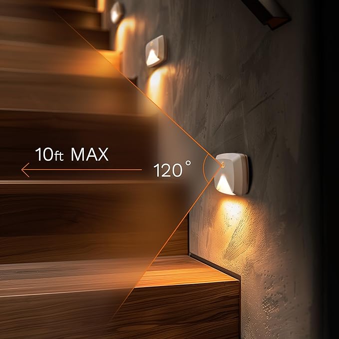 innofox 6-Pack Stick-on Motion Sensor Lights, Warm White LED Night Light - Image 2