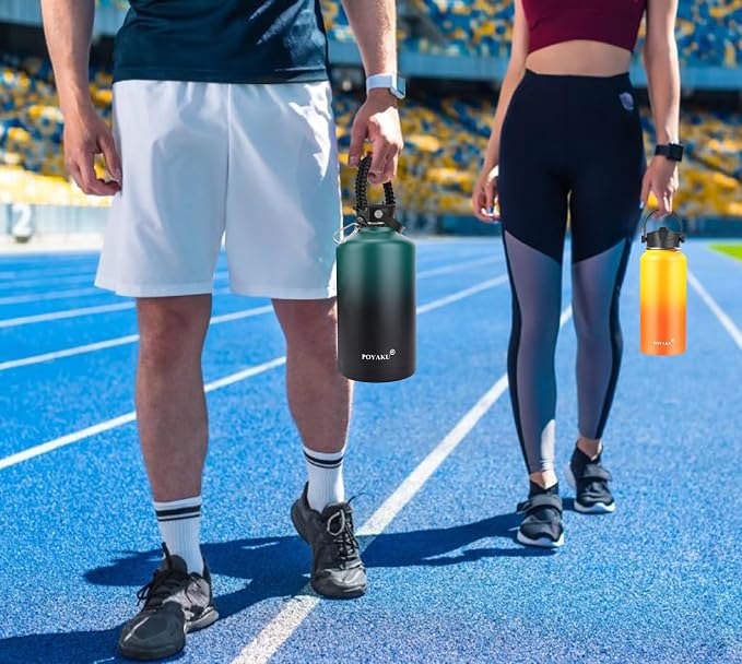 Water Bottle Insulated 32oz 40oz 64oz 128oz Straw Lid Spout Lid & 3 Lids - Image 6