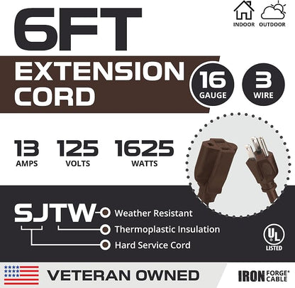 Iron Forge Cable Outdoor Brown Extension Cord 6 ft - Image 2