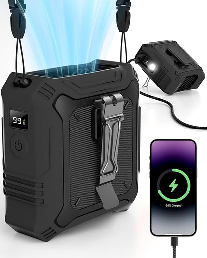 TUNISE Portable Fan with 5-Speed Settings, Dual-Sided Clip on Wearable Belt by TUNISE